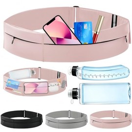 MOWE Cangurera para Correr : Running Belt con Botella de Agua 330ml, Impermeable Ajustables Riñonera Correr, Cangurera Deportiva para Mujer Hombre (Ro