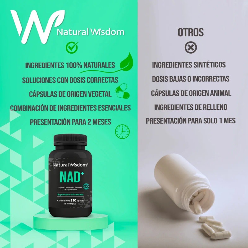 Nad+ Resveratrol Coq10 B3 Arándano | Mejora Memoria, Energía y