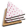 4 x Triangle Coasters - Pink Love Heart Pattern Valentines