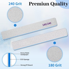 Nail Files for Natural and False Nails or Thick Nails 180/240 Grit 12 Grit Double Sided Nail Files Nail Files for Professional Manicure