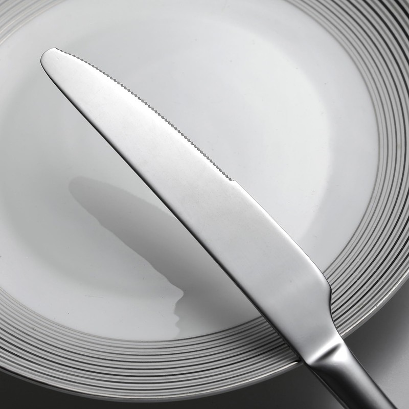 Mafier Premium 45 Piece Hammered Silverware Set with Smooth Edge,