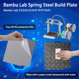 Build Plate for Bambu Lab P1S/X1C/X1/X1E/P1P/A1: Smooth PEI H1H Carbon PET PEO PEY Sheet Bed Plate P1S Build Plate for 3D Printing Hobbyist, 257 X 257mm (PEY-Dot + PEY-Square Grid)