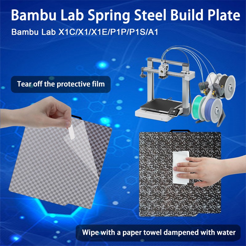 Build Plate for Bambu Lab P1S/X1C/X1/X1E/P1P/A1: Smooth PEI H1H Carbon
