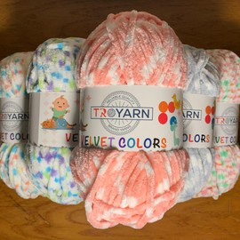 Troyarn Velvet Colors Chenille Baby Blanket Yarn Amigurumi Yarn for Crocheting and Knitting Super Bulky 100 gr (131 yds) (10227)