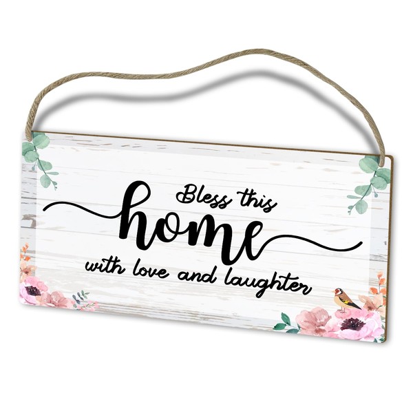 Bless This Home Wall Decor Wooden Hanging Sign, House Warming
