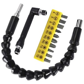 11.7in Flexible Screwdriver Bit Extension Kit - 10pc Set with 90° Angled Bits and Soft Shaft Adaptors