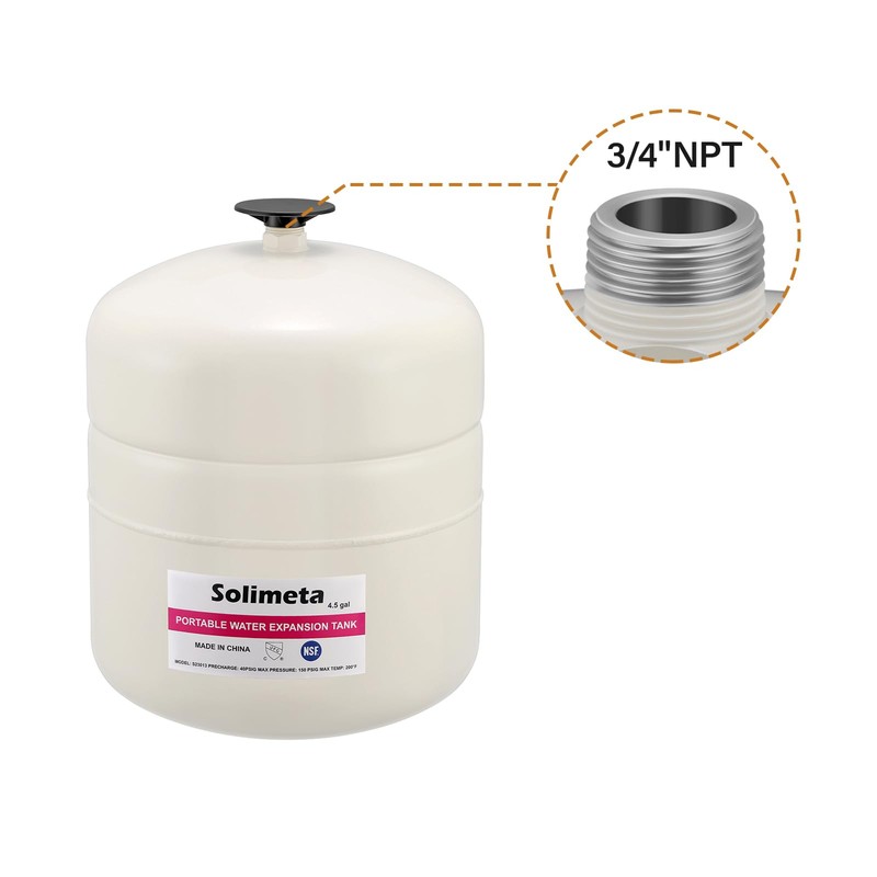 Solimeta 4.5 Gallon Potable Water Expansion Tank With Adjustable Wall
