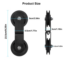 LFJ Pulley for Ropes, Pulley Steel Rope Fitness Roller, 90 mm Pulley with U Retaining Bracket, Ball Bearing, Double Pulleys