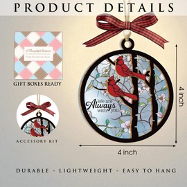 Wooden Cardinal Christmas Ornaments, Hanging Memorial Christmas Decorations, We are Always with You Cardinal Gifts, Sympathy Gifts for Loss of Loved One, Bereavement Gift Ideas, Sympathy Gift