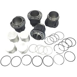 Piston Set with Piston Rings - 4 Piece - 7.7:1 Compression, Standard 85.5mm Bore - Compatible with 1967-1978 Volkswagen Beetle