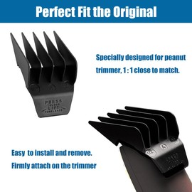 4 Pack Peanut Clipper Guards for Wahl Peanut Trimmer #08655#08685#08663 - Replacement Cutting Guides Comb From 1/8" to 1/2" - Fits for Wahl Peanut Guards, Black