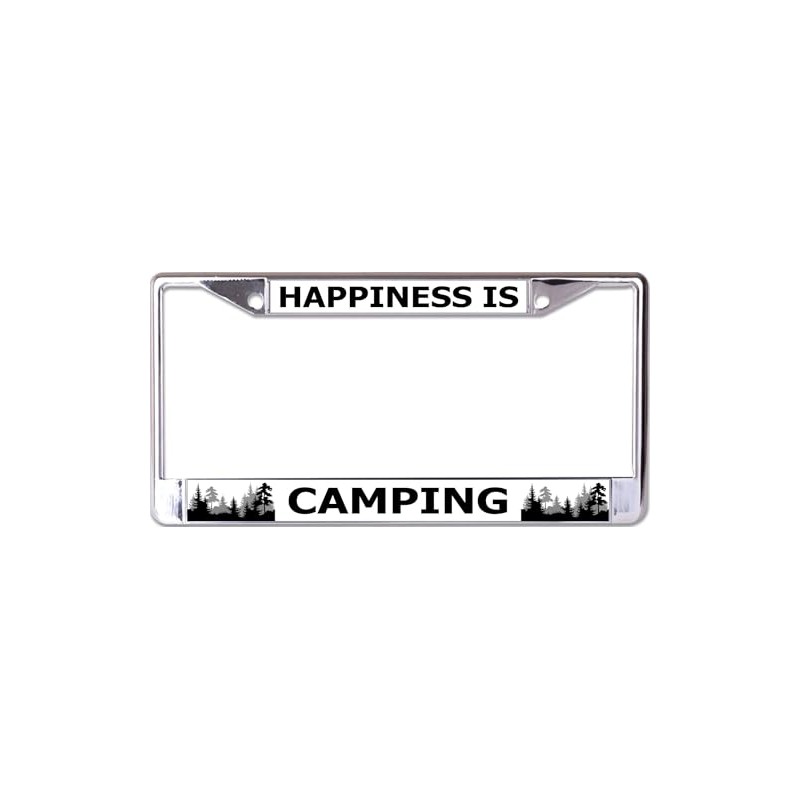 Happiness is Camping Chrome License Plate Frame