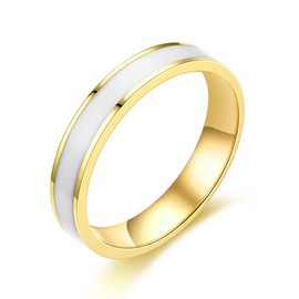 INRENG Women's 4MM Stainless Steel Promise Eternal Ring Epoxy Enamel Wedding Band Comfort Fit, Metal, No Gemstone