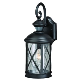 VAXCEL Henderson Motion Sensor Dusk to Dawn Wall Light for Porch or Patio, Outdoor Wall Lantern with 180-Degree Motion Sensor, 6.5" W x 16.5" H x 7.75" D, Black