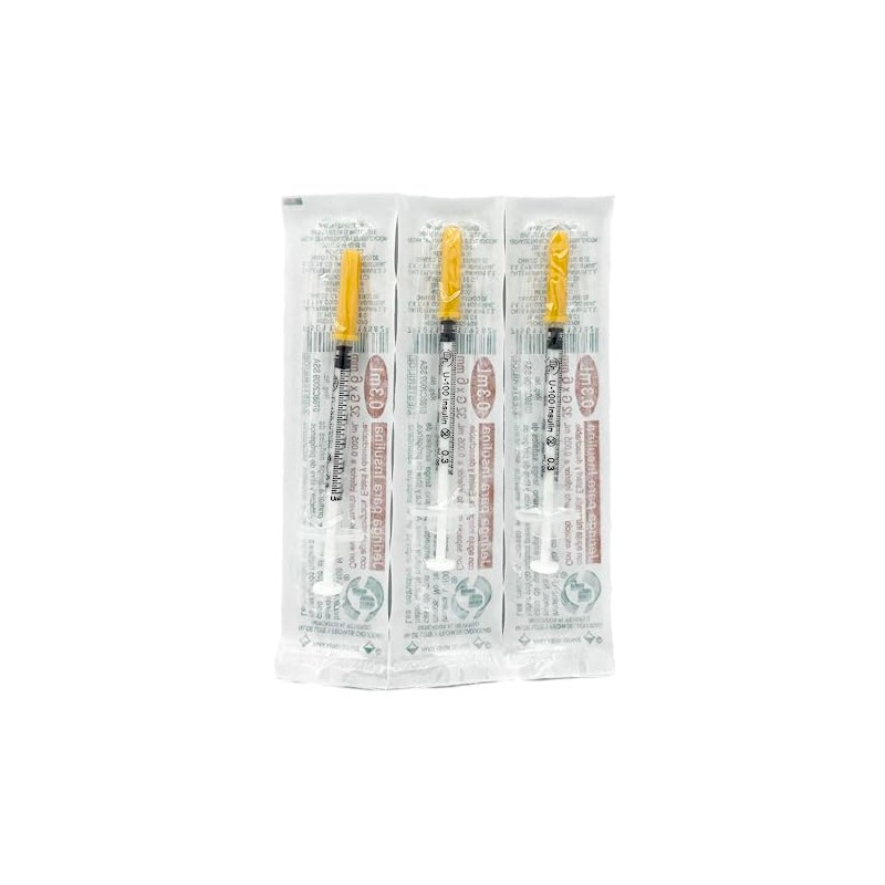 Jeringas para insulina 0.3 mL aguja Extra Delgada 32G X