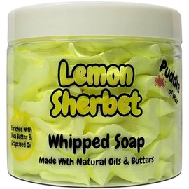 Whipped Soap Body Wash - 150g - Natural Oils and Butters - Various Scents - Vegan Friendly - Puddle of Wax - Made in the UK (Lemon Sherbet)