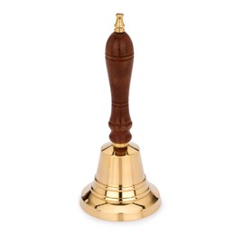 NKlaus Maritime 11579 Brass Table Bell with Wooden Handle 18 cm High