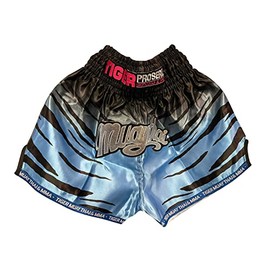Tiger Pro Muay Thai Boxing Shorts for Kick Boxing and Training, Combat Sports - Orange/Black, Blue/Black (US, Alpha, X-Large, Regular, Regular, Blue/Black)