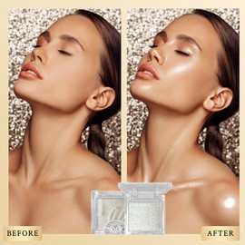 Highlighter Powder, Diamond Shine Highlighter, Glitter Face Highlighter Palette, Sparkly Waterproof Long Lasting Lightweight Colors for Highlighting and Contouring Makeup Palette