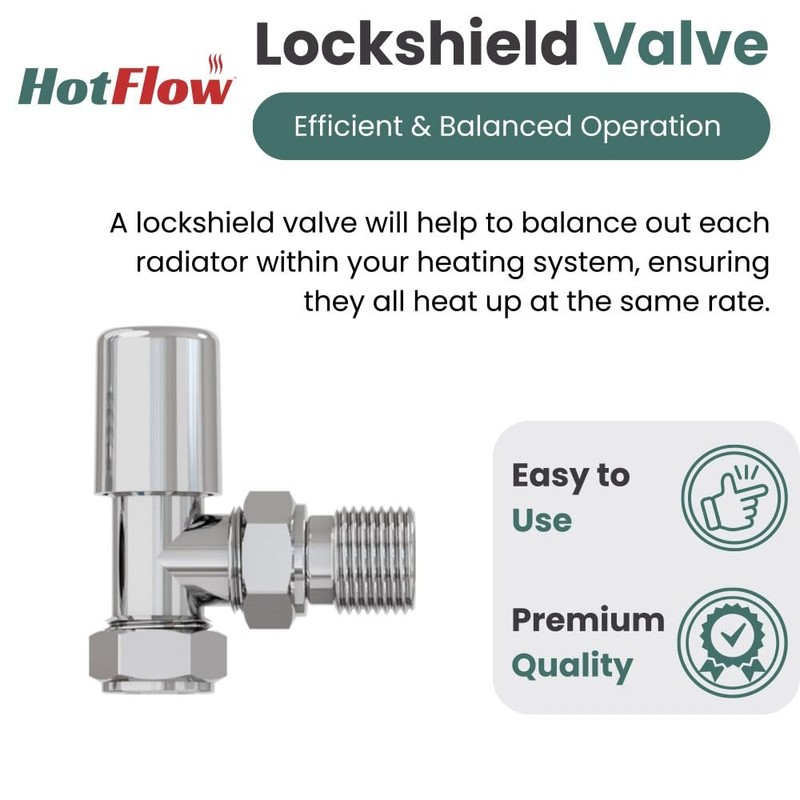 Hot Flow Chrome Estuary Angled TRV Thermostatic Radiator Valve (Pair)