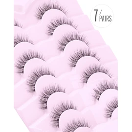 Onlyall Wispy Lashes Natural Look Short Eyelashes Lite Volume False Eyelashes Natural Lashes Soft False Eye Lashes Pack 7 Pairs D4