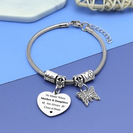 DlaeKua Daughter Bracelet from Mom to My Mom Bracelet Gifts for Daughter from Mother in Law Bracelets Gift in Law Birthday Gifts for Daughters Women from Step Mother New Year Gift