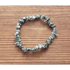 NATURAL SERAPHINITE STONE GEMSTONE STRETCHY CHIP BRACELET