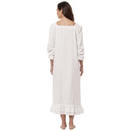 The 1 for U Martha Nightgown 100% Cotton Victorian Style - Sizes XS - 4X - (XL / 1X, White)