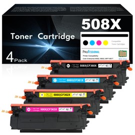 508X Toner Cartridge Set 4-Pack High Yield Replacement for HP 508X CF360X CF361X CF362X CF363X Remanufactured Toner Color M553 M552 MFP M577 Series Printer Ink (Black, Cyan, Magenta, Yellow)
