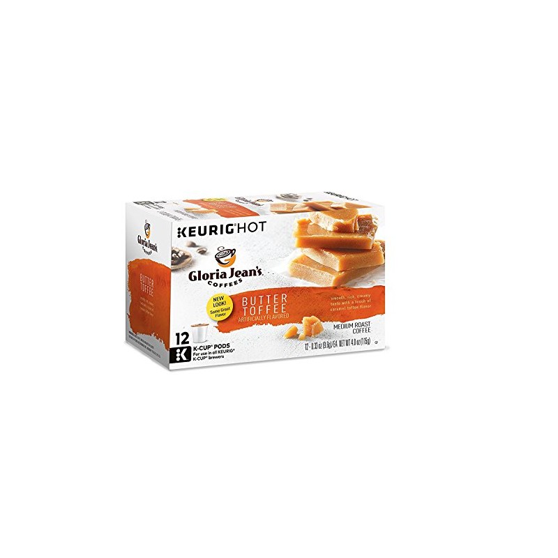Gloria Jean's Coffees Butter Toffee, Single-Serve Keurig K-Cup Pods, Flavored