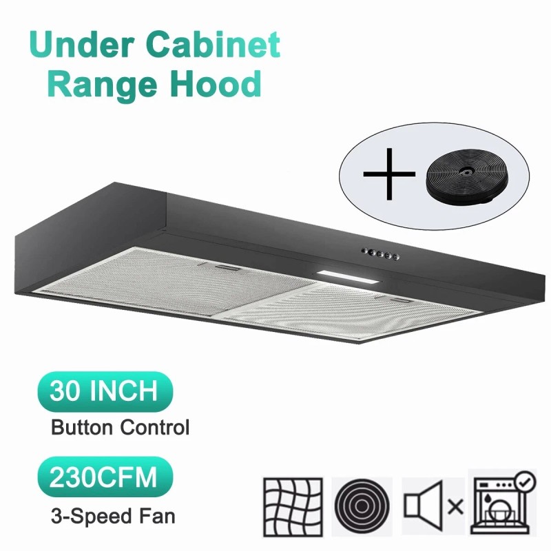 SNDOAS Kitchen Under Cabinet 30 inch Range Hood Convertible 230CFM