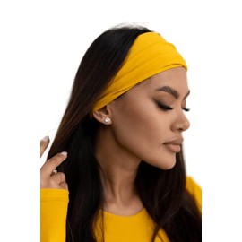 BODYA.EU Women's Wide Elastic Soft Headband Headband Banda Nero Black (Yellow, One Size)