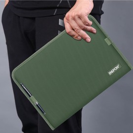 ENGPOW 13 Pocket Expanding File Folder,Fireproof Accordion File Folder Document Organizer with Zipper Closure,Document Folder Safe with Colorful Tabs,A4 Letter Size for Travel,Home,Office,Green