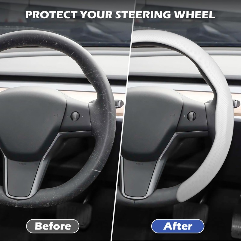 frani Nappa Leather Steering Wheel Cover, Universal 15 Inch Premium