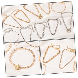 COLLBATH Jewelry Set Women's Fashion Bracelets Ankle Chains 10pc Gold/silver Charms