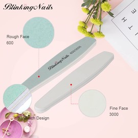 BlinkingNails Buffer Block and Shine Kit for Natural Acrylic Nails - Polisher, File, Smoother - 600 and 3000 Grit - 10Pcs