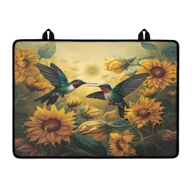 Voxugoniy Stove Top Cover, Sunflower Hummingbird Stove Top Cover for Electric Stove 29.18 x 20.96 Inch Heat Resistant Glass Cooktop Cover Waterproof Stovetop Dish Drying Mat for Kitchen