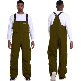 NAVIS MARINE Men's Bass Fishing PRO Bibs Pants Dry Waders Overalls Waterproof 3 Layer Hard Shell G4-91 (BIB-Dark Green, X-Small)