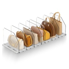 GotSpace Purse Storage Organizer for Closet, Closet Bag Storage Dividers, Shelf Purse Dividers for Closet Handbag shelf divider, Closet Purse Organizers and Storage, Clear