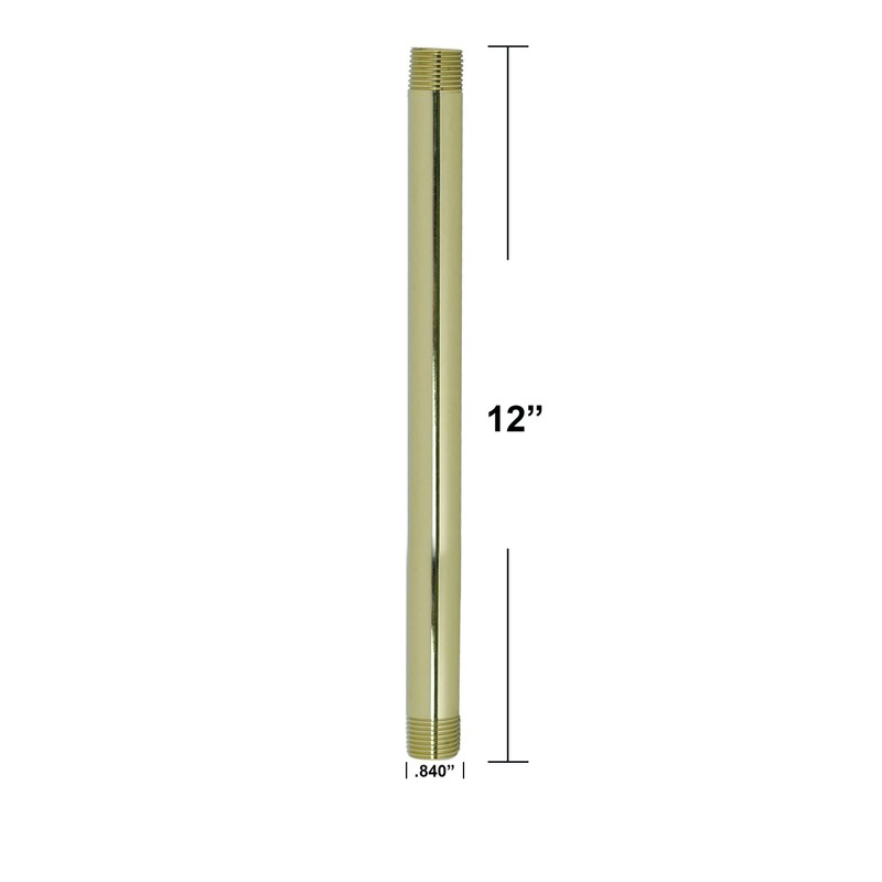 Westbrass D12112-01 12" x 1/2" IPS Brass Pipe Nipple, Polished
