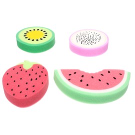 NOLITOY Fruit Shape Bath Sponges 4pcs Exfoliating Shower Scrubbers for Kids Soft and Gentle Bath Toys Random Color