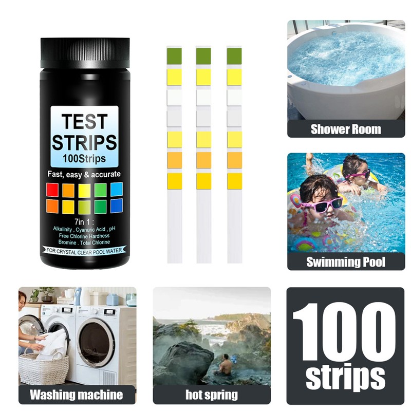 100pcs PH Test Strip 7 in 1 Pool Water Test