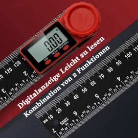 Bestgle Protractor Digital Angle Ruler 2-in-1 Ruler Angle Measurement 360° Multi Angle Ruler Large LCD Display Lightweight Portable Hold and Locking Function for Woodwork Home Craftsmen 200 mm