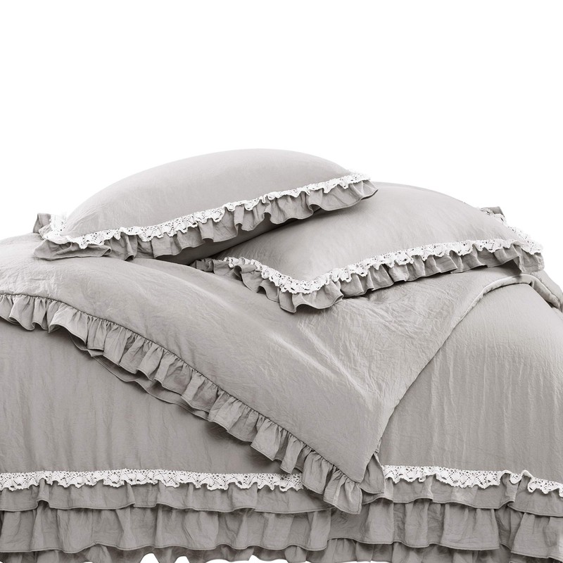 Lush Decor Ella Ruffle Lace Comforter, 3 Piece Set, Full/Queen,