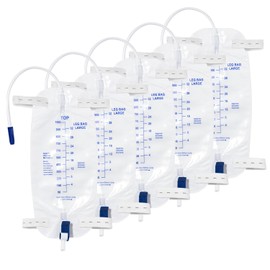 Pack of 5 1000 ml Urine Bags Leg Bags with 45 cm Hose, Urine Bag with Anti-Reflux Valve and Drain, Urine Bag Catheter Bag (1000, 5)