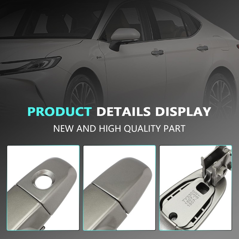 1 Pair Exterior Door Handle Magnetic Gray fits Camry 2012-2017