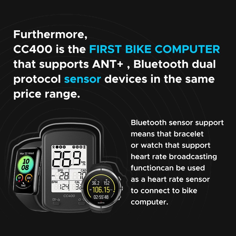 CC400 GPS Bike Computer Wireless Waterproof Bicycle Speedometer Odometer Cycling
