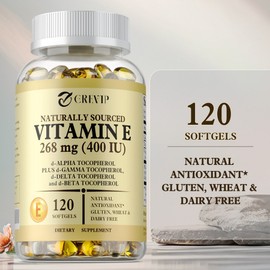 Vitamin E 268 mg (400 IU) (d-alpha tocopherol and mixed tocopherol) Immune system and skin nourishment support - Natural antioxidant - Gluten-free, 3-count / 비타민 E 268mg (400IU) (d-알파 토코페롤 및 혼합 토코페롤) 면역 체계 및 피부 영양 지원 - 천연 항산화제 - 글루텐 프리 제품, 3개