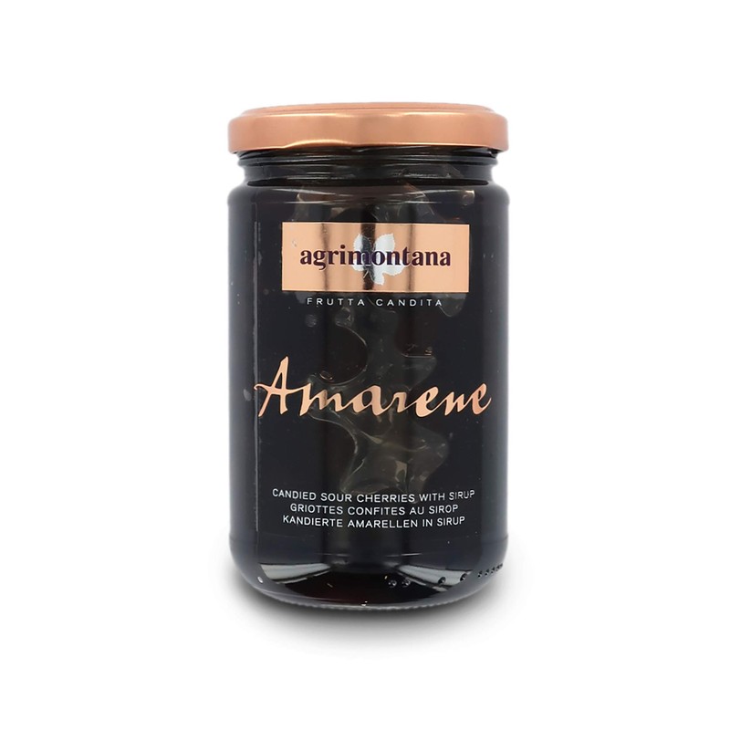 Agrimontana Artisanal Candied Fruit, Candied Amarena Cherries in Syrup, 390