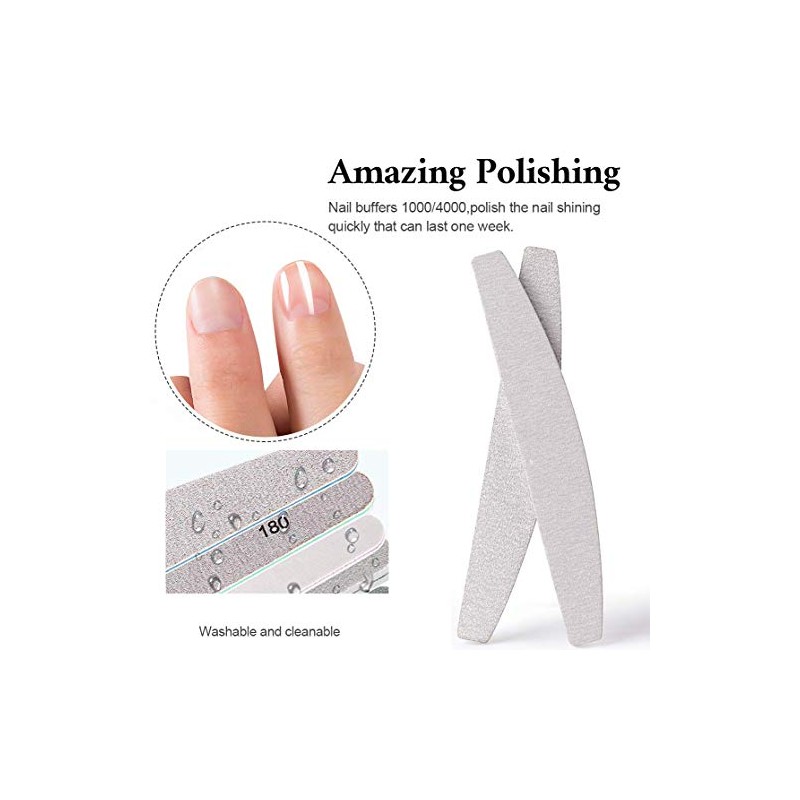 GeekerChip Professional Nail Files (15 Pcs), Professional Nail Files 100/180